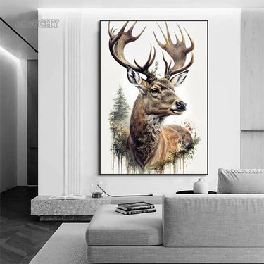 Minimalist Deer Art Print - Nature Canvas Decor - InspiredGrabs.com